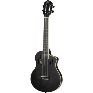 Ortega TourPlayer Series Tenor Size Ukulele - Matte Black - Angle