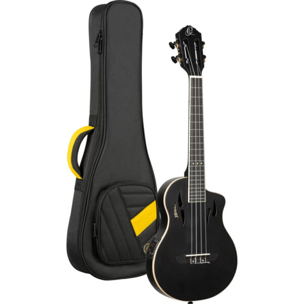 Ortega TourPlayer Series Tenor Size Ukulele - Matte Black - Gig Bag