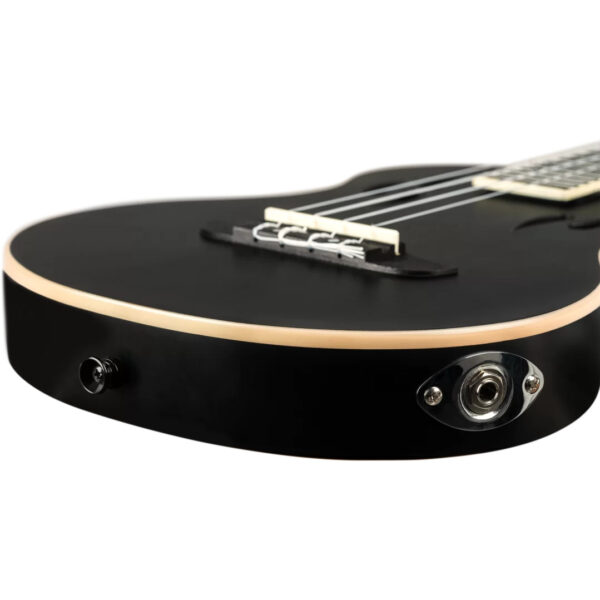 Ortega TourPlayer Series Tenor Size Ukulele - Matte Black - Output Jack Socket