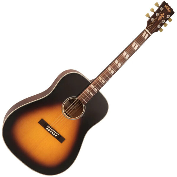 Vintage Historic Series Dreadnought Acoustic Guitar - Vintage Sunburst - Front